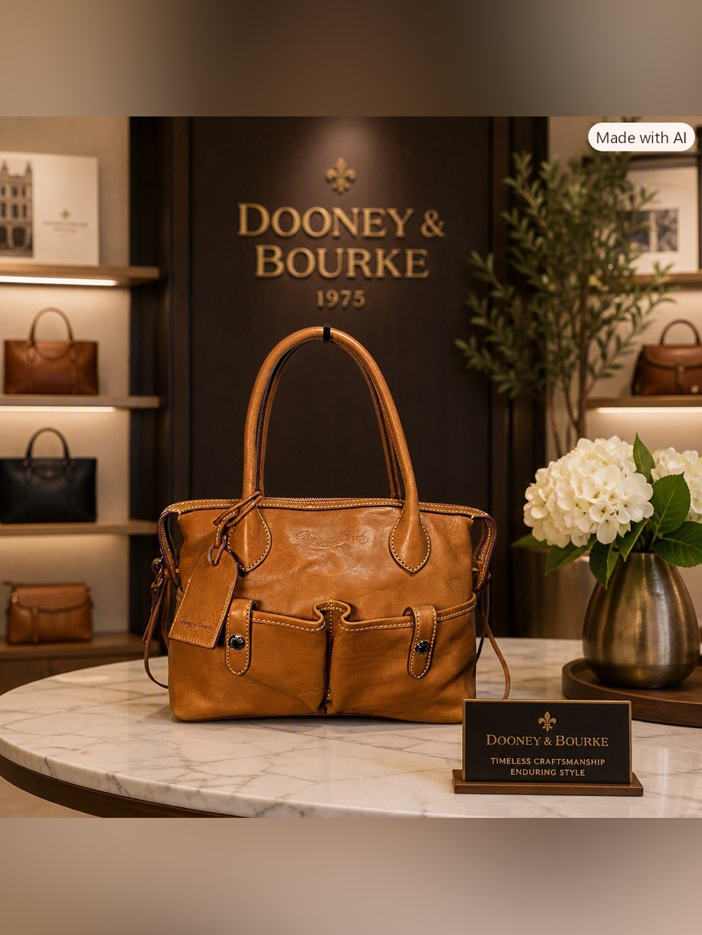 Dooney & Bourke Florentine Small East/West Pocket Satchel - Natural - NWOT